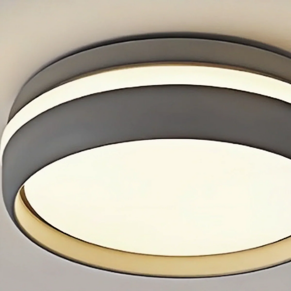 Modern Round Ceiling Light – Black or Grey Metal for Bedroom - Flindria