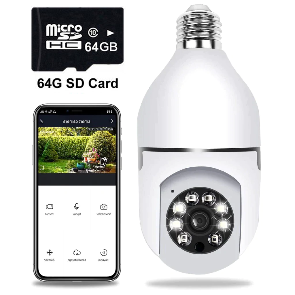 HD Wireless Outdoor WiFi Light Bulb Security Camera — Motion Detection