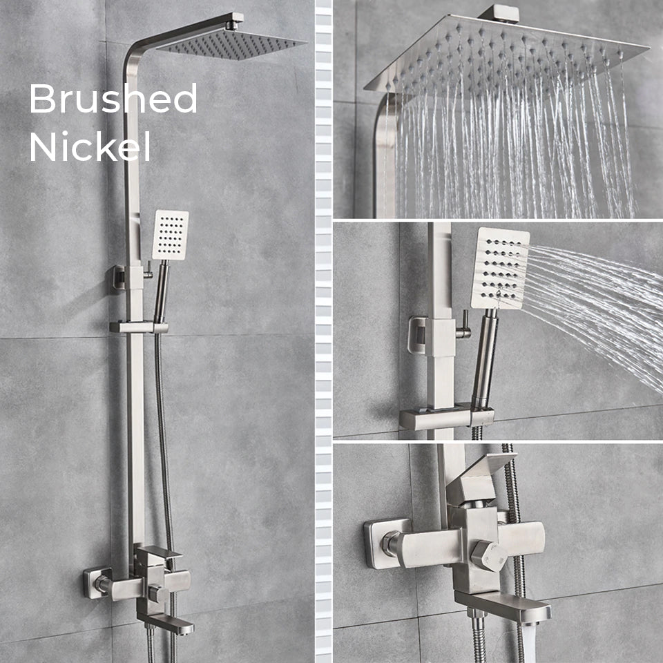 Nyra Wall-Mounted Shower System — Dual Mixer and Handheld Rain Spray