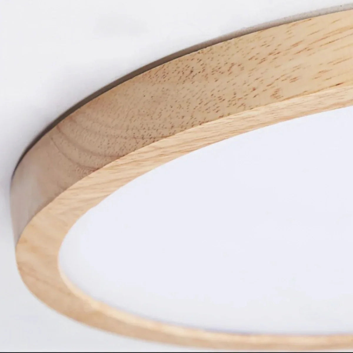 Wabi-sabi Modern Round Dimmable Ceiling Light – Wood/Acrylic for Living Room - Flindria