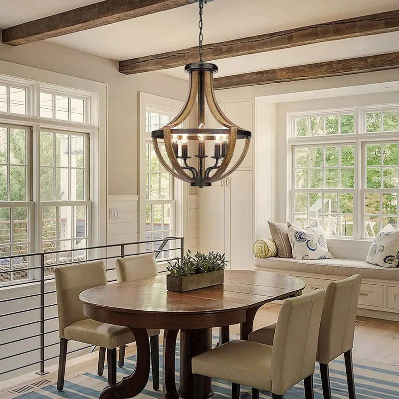 Orenda Rustic Farmhouse Chandelier With Iron Finish Dining Rooms
