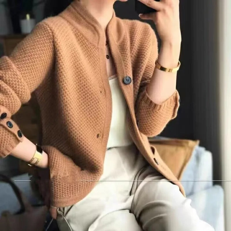 Casaco de Mulher em Lã Grossa — Camada de Inverno Luxuosa