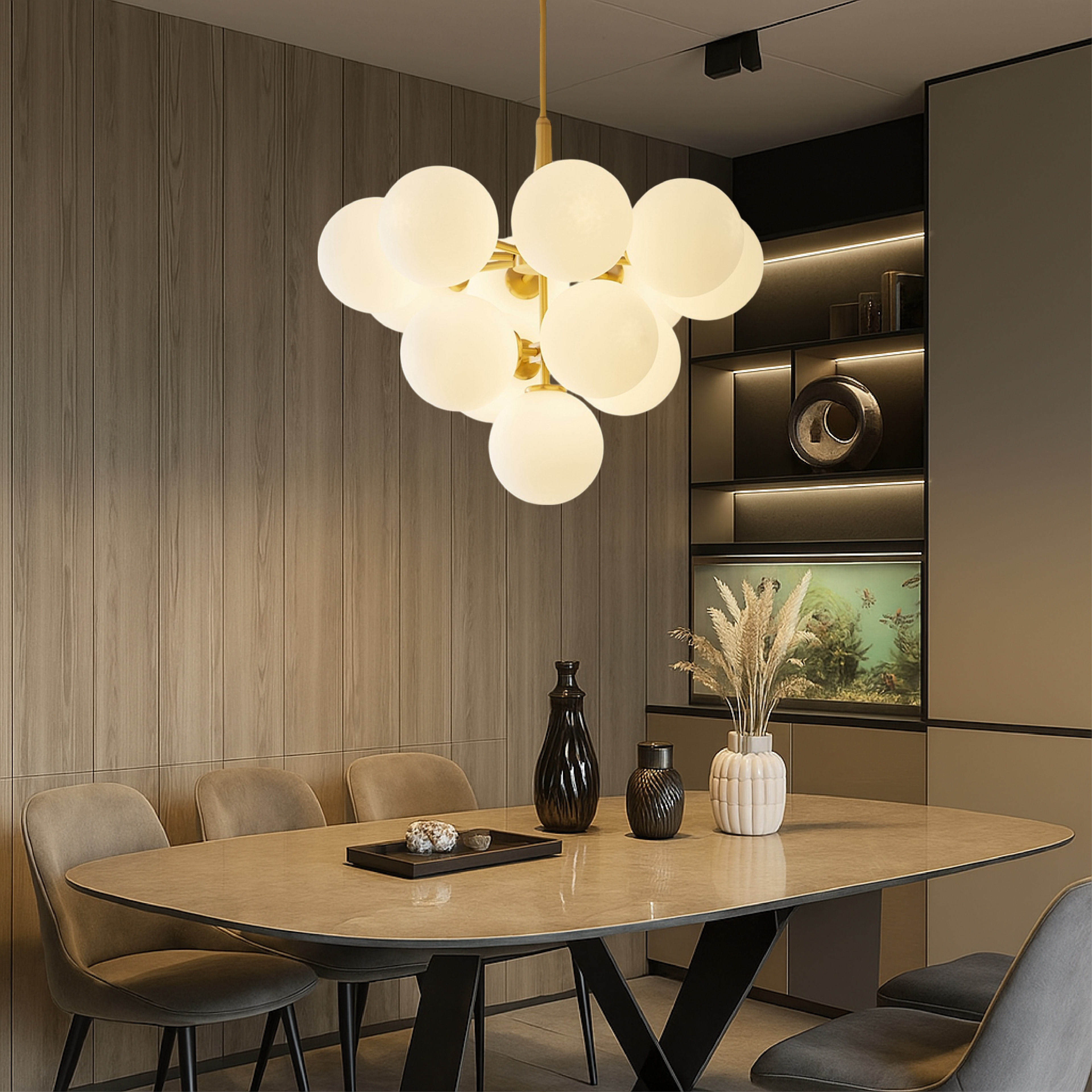 Asterra Nordic Glass Globe Pendant Light With Glass Shades