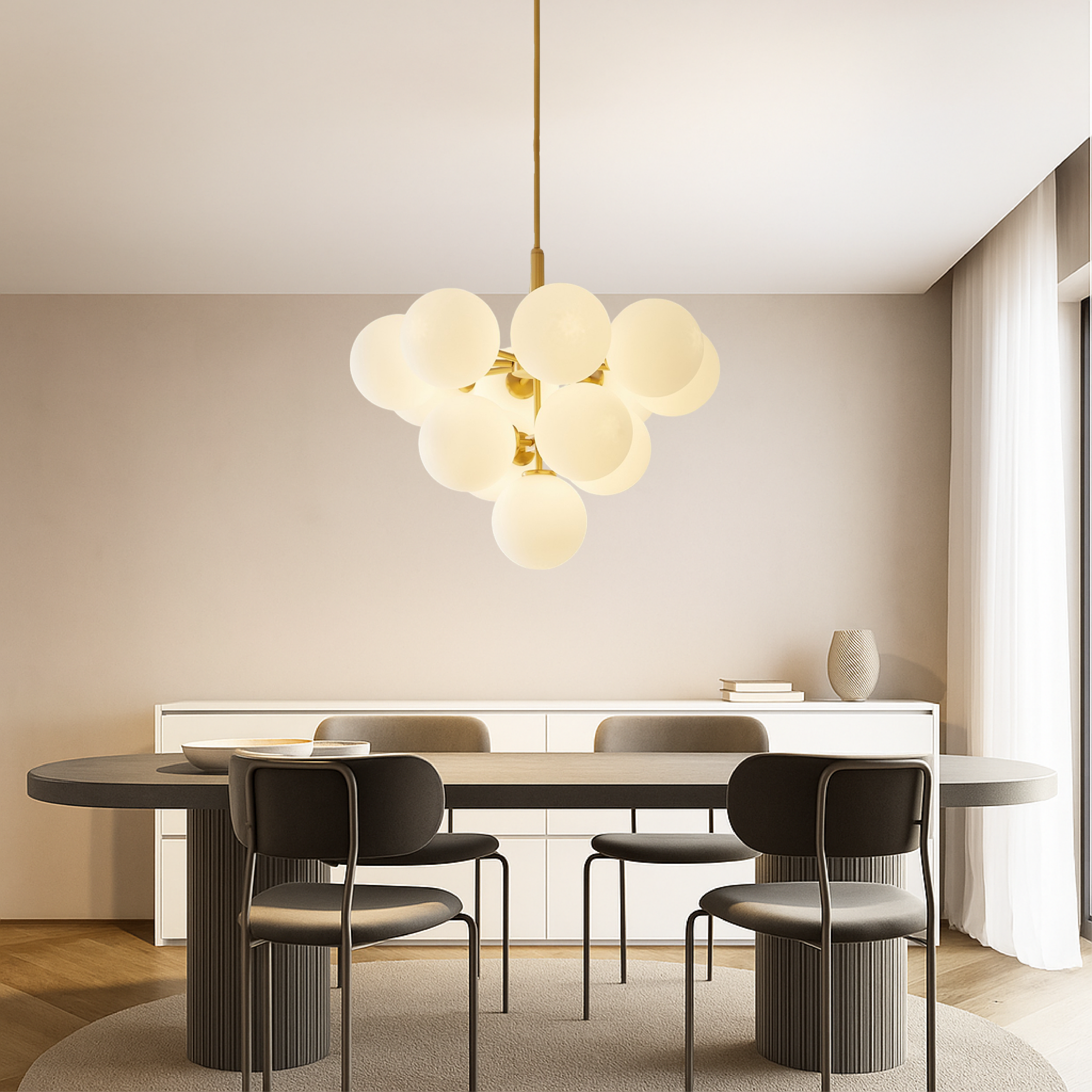 Asterra Nordic Glass Globe Pendant Light With Glass Shades
