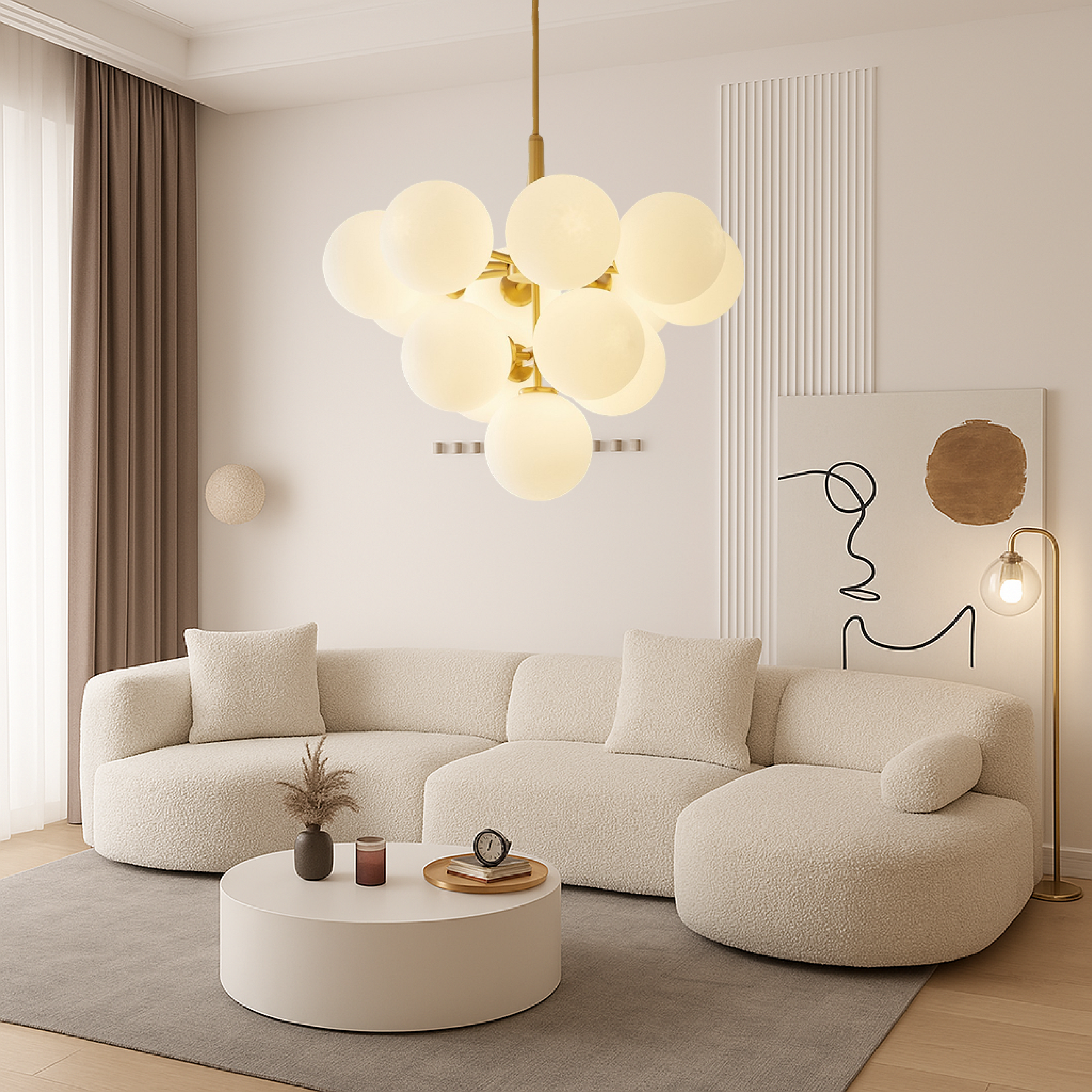 Asterra Nordic Glass Globe Pendant Light With Glass Shades