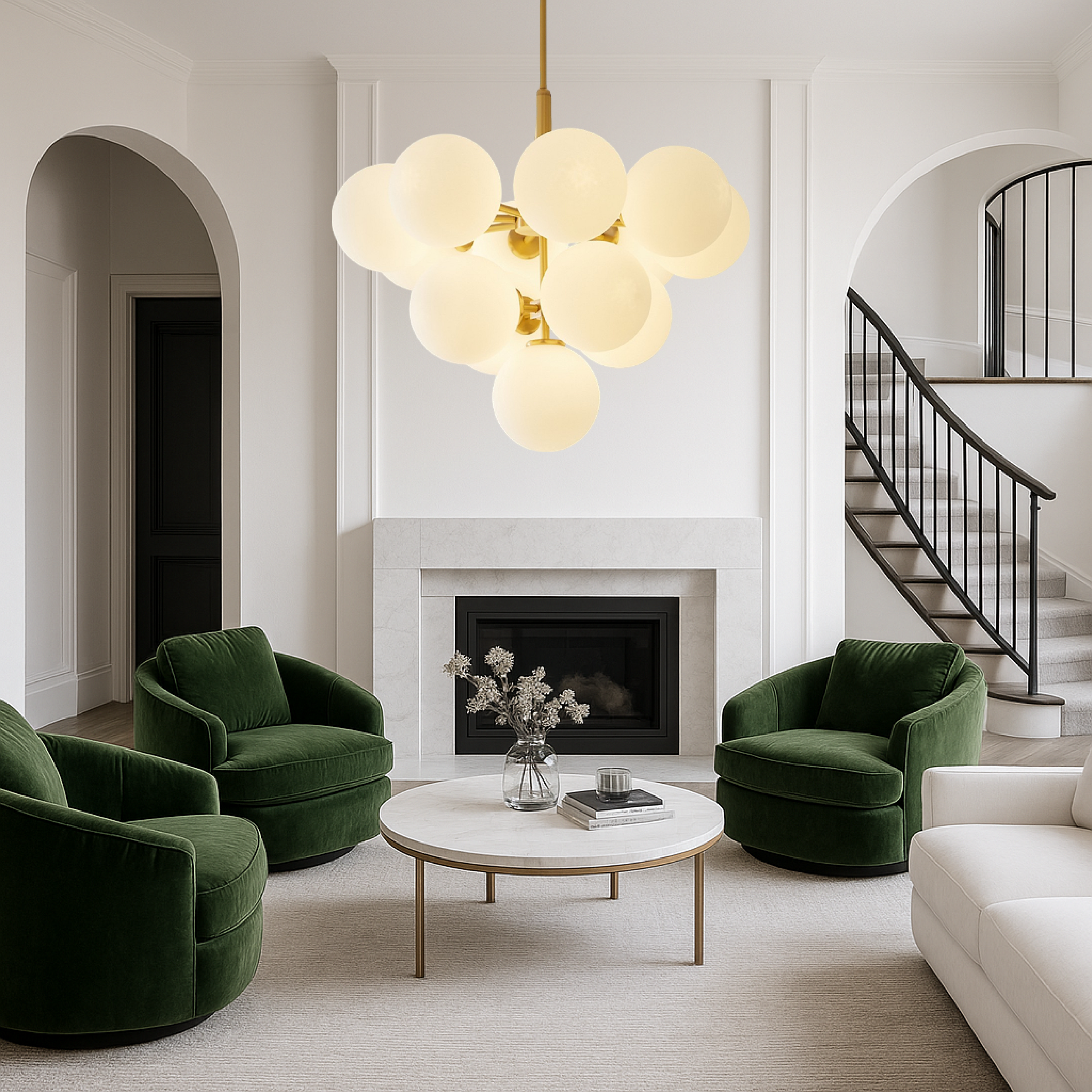 Asterra Nordic Glass Globe Pendant Light With Glass Shades