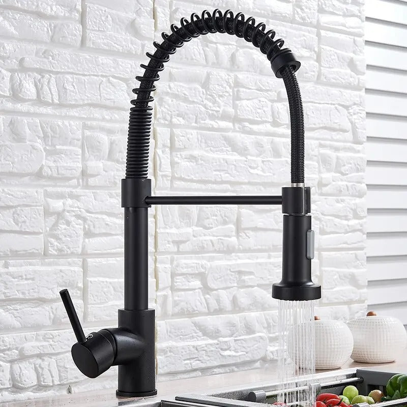 Aquaspin Küchenarmatur in mattem Schwarz - 360-Grad-Drehung