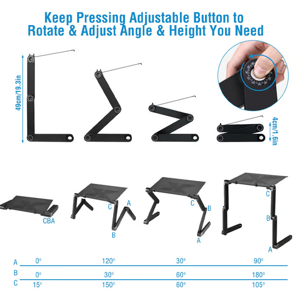 Flex Stand 360° 人間工学ノートパソコンスタンド - 調整可能なワークステーションホルダー