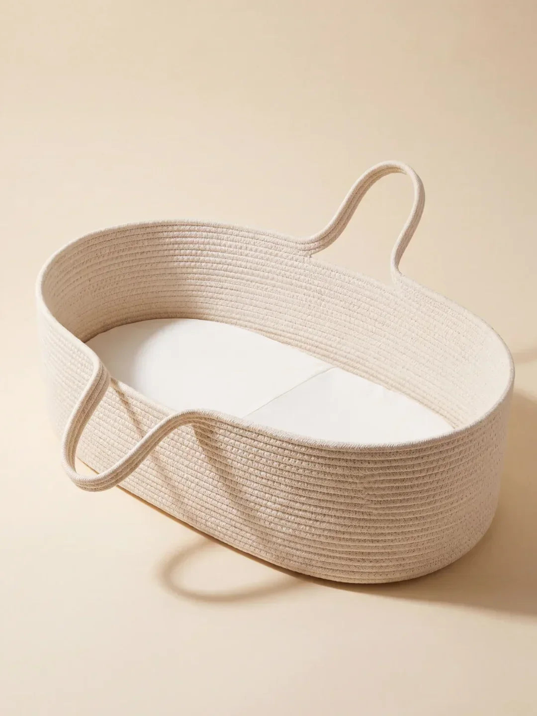 Woven Cotton Moses Basket — Portable, Mattress Included