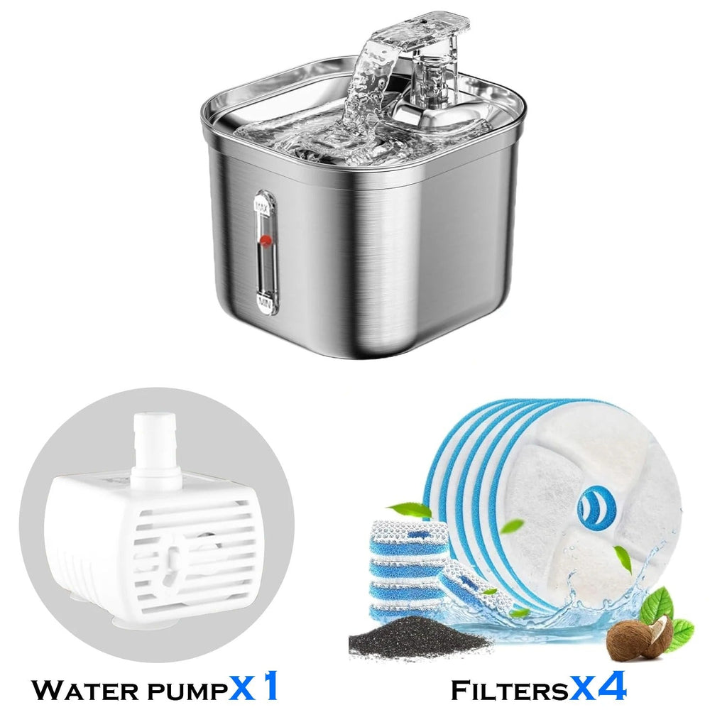 Automatic Cat Water Fountain — Stainless Steel, Continuous Fresh Flow