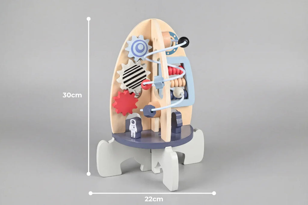 Wooden Space Rocket Baby Play Center — Vertical Activity Tower