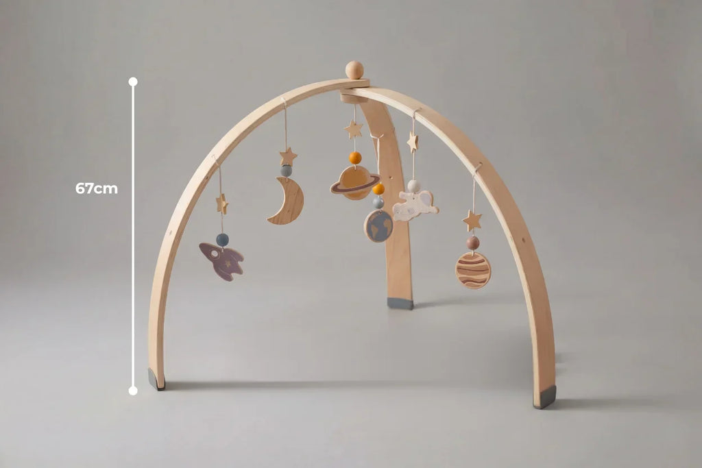 Wooden Baby Play Gym — Space Theme Motif, Stable Dome Structure