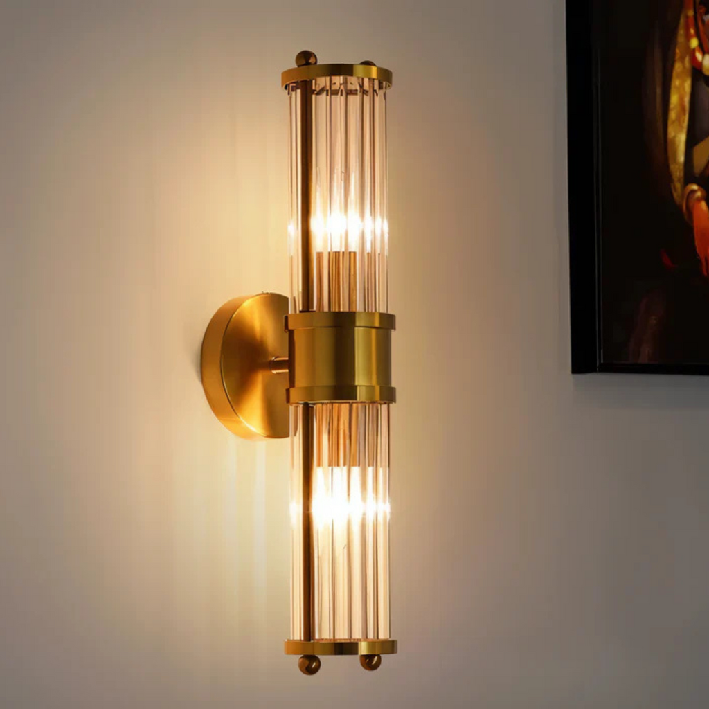 Aurelia LED Wall Light With Crystal Glass And Copper Accents