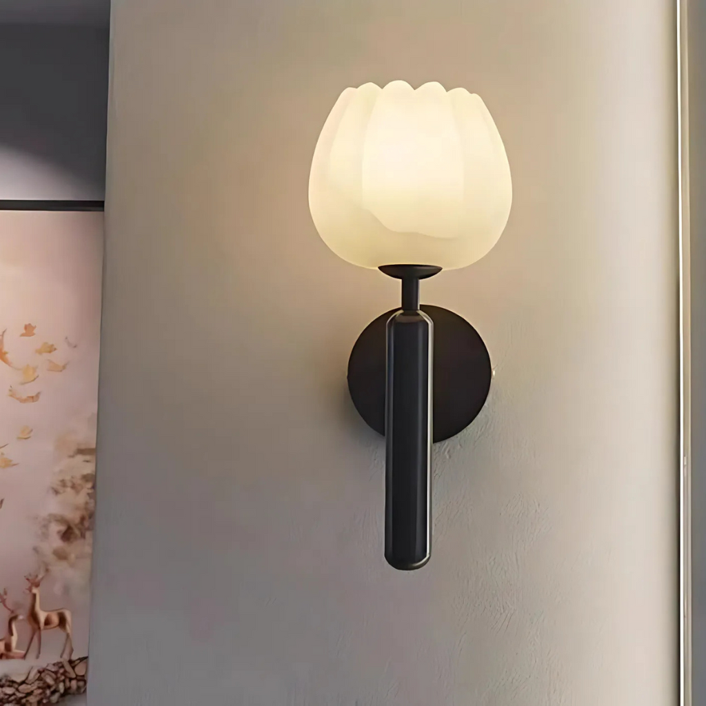 Solara Marble Wall Lamp Featuring LED Lighting And Copper Accents