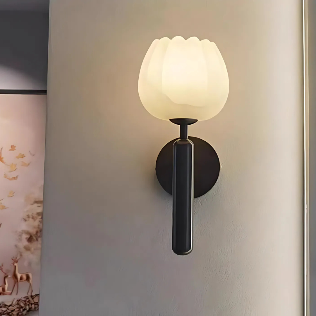 Solara Marble Wall Lamp Featuring LED Lighting And Copper Accents