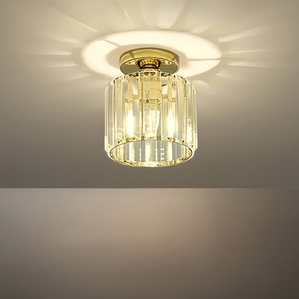 Modern Ceiling Lamp Metal/Crystal Design in Black/Gold/Silver for Bedroom - Flindria