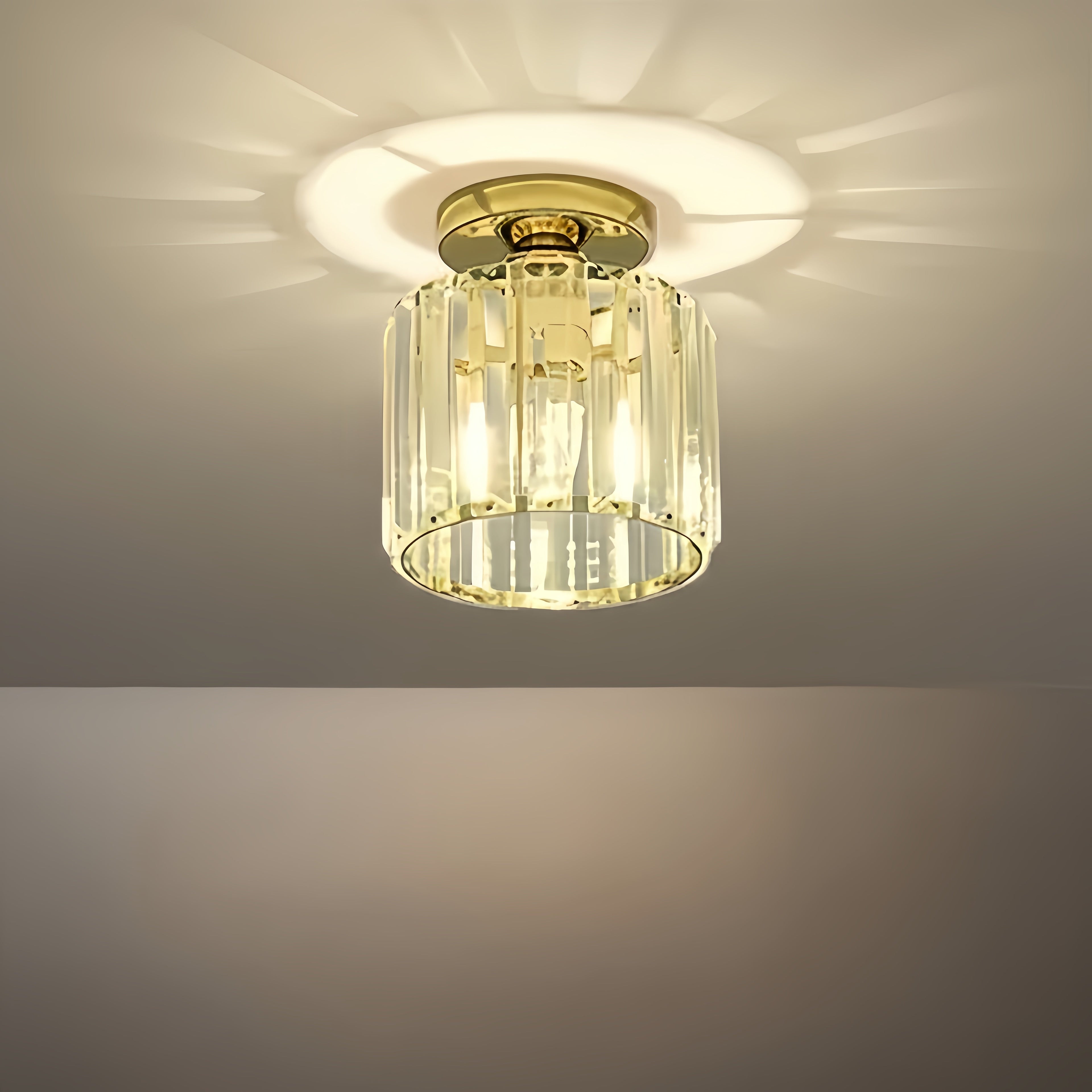 Modern Ceiling Lamp Metal/Crystal Design in Black/Gold/Silver for Bedroom - Flindria