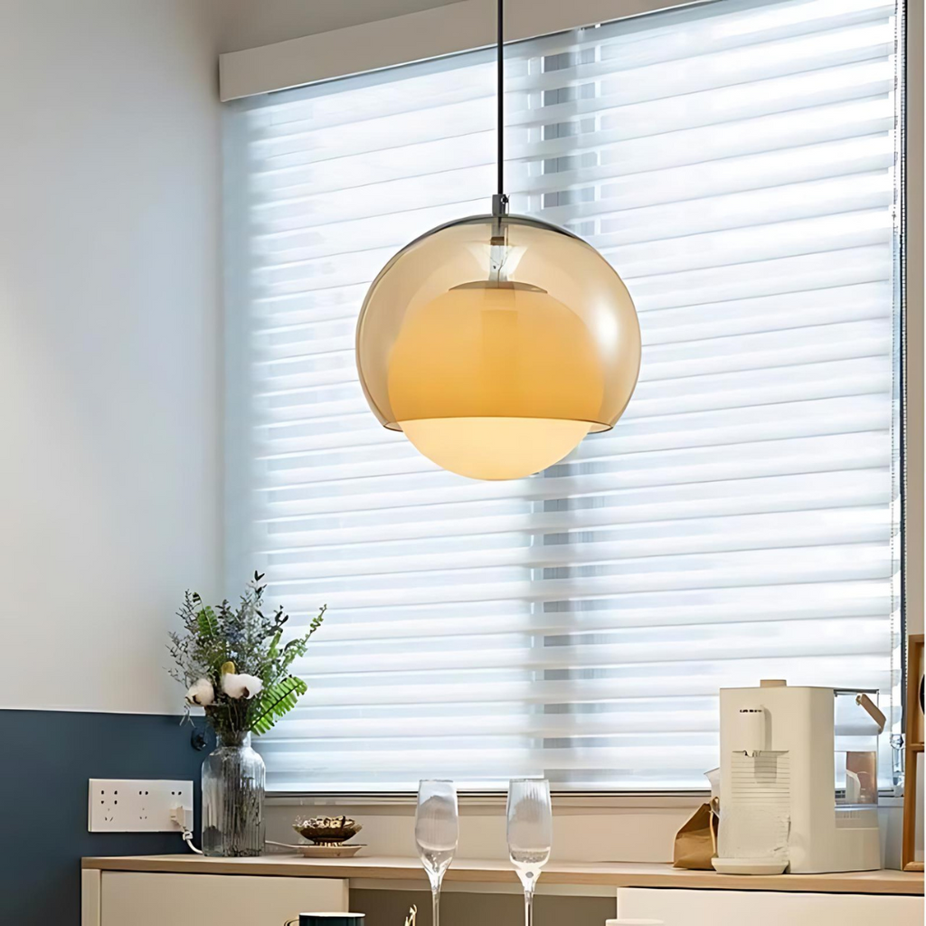 Norelli Retro Bauhaus Glas Pendelleuchte für Esszimmer