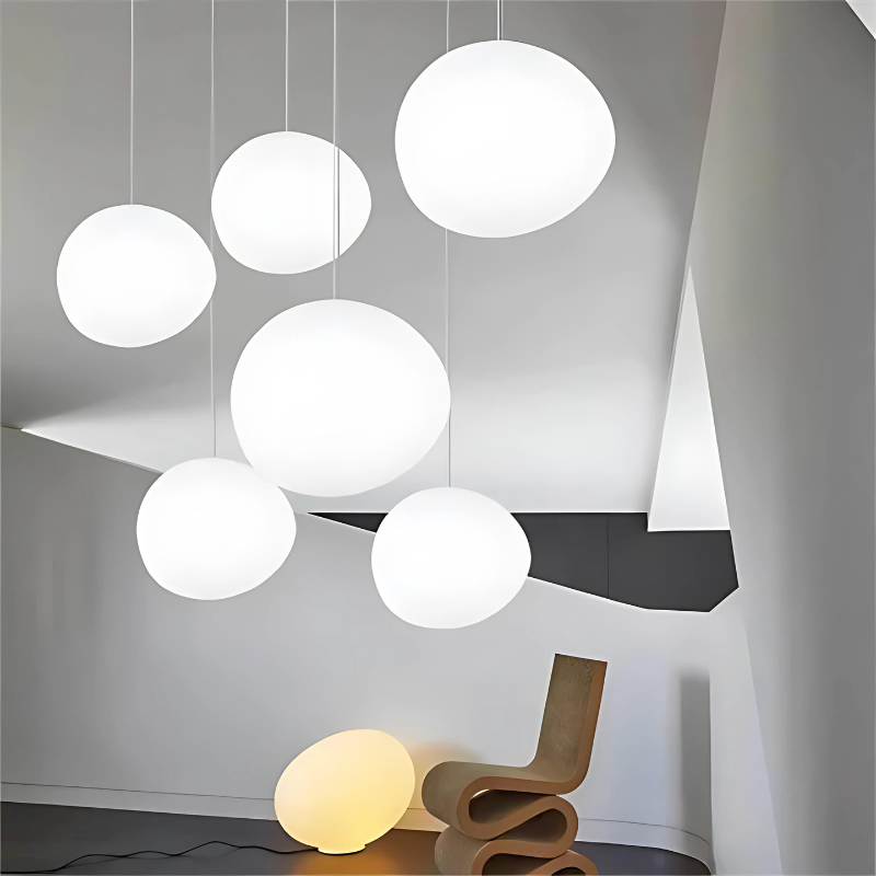 AstraGlow Pebble Shaped Glass Pendant Lamp For Dining Rooms