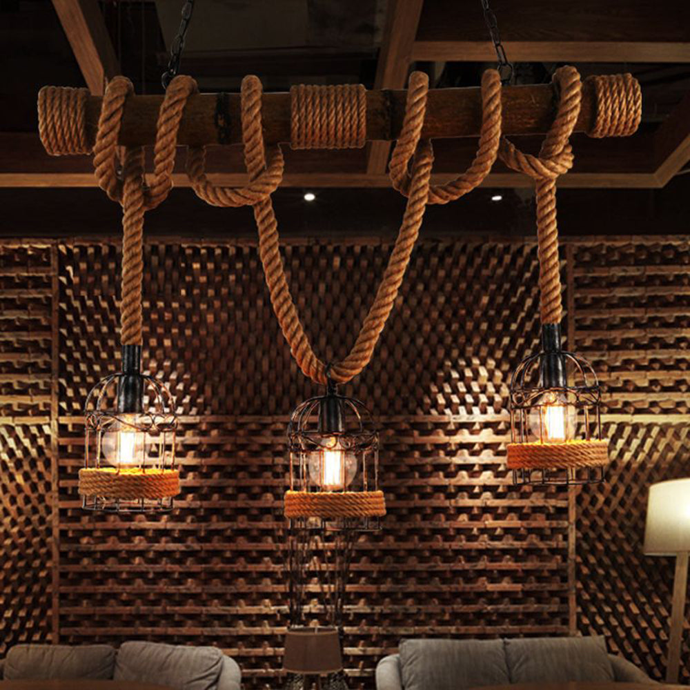 AstraLume Vintage Wood and Metal Pendant Light