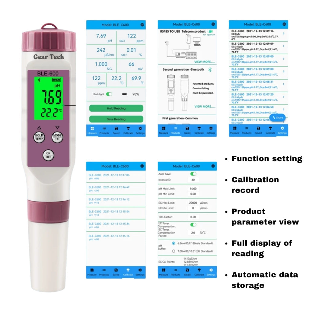 AquaSense digitale zwembadtester met 7 parameters — via app verbonden pH- en chloormonitor