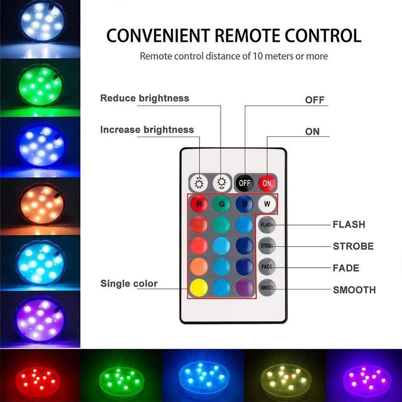 Remote-Operated Waterproof LED Pool Light Magnetic Suction