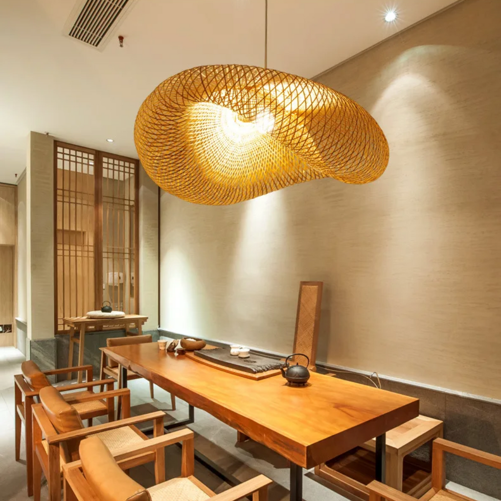 Solara Natural Bamboo Pendant Lamp For Living Room And Dining Area
