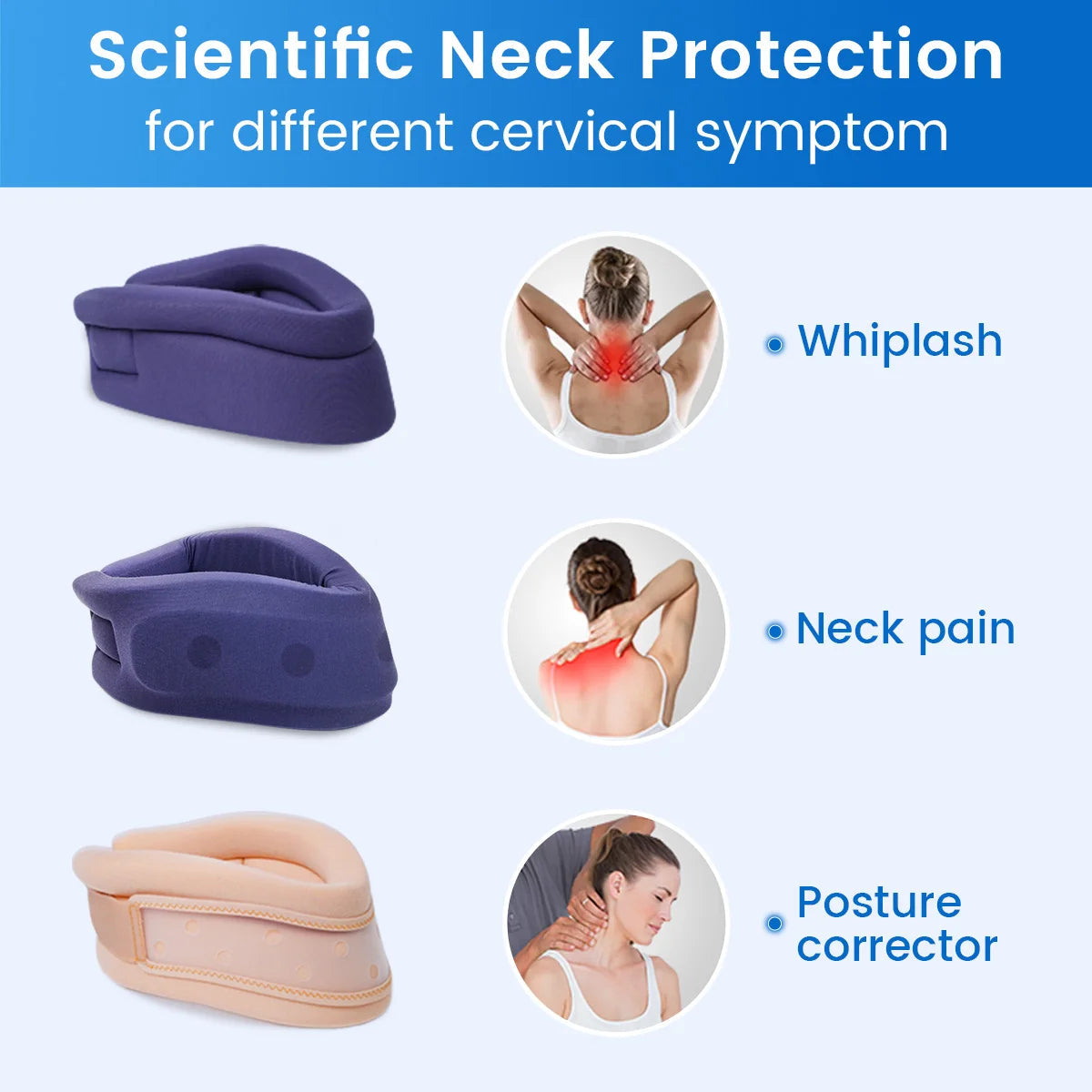 Colar cervical respirável de suporte — ortótese cervical para melhorar a postura