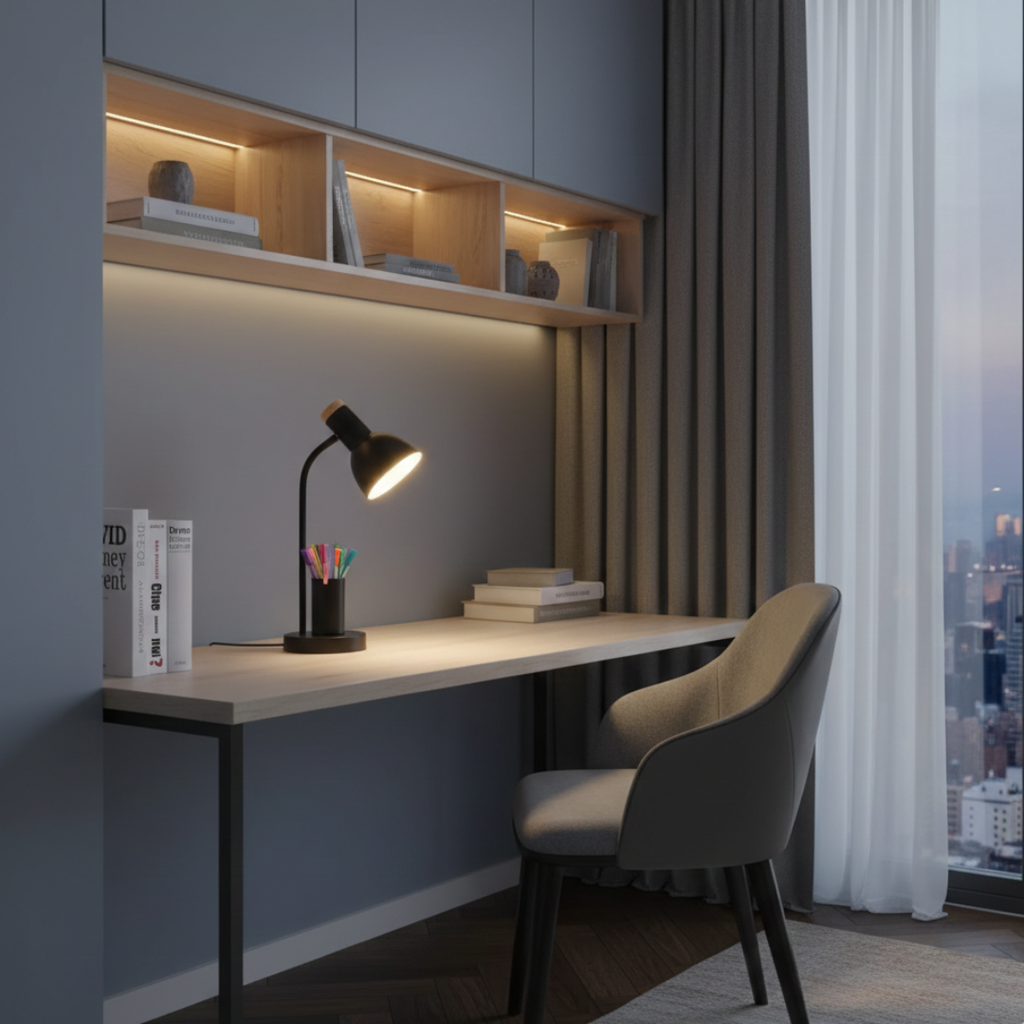 Compact 5W LED Table Lamp Built-In Pen Holder