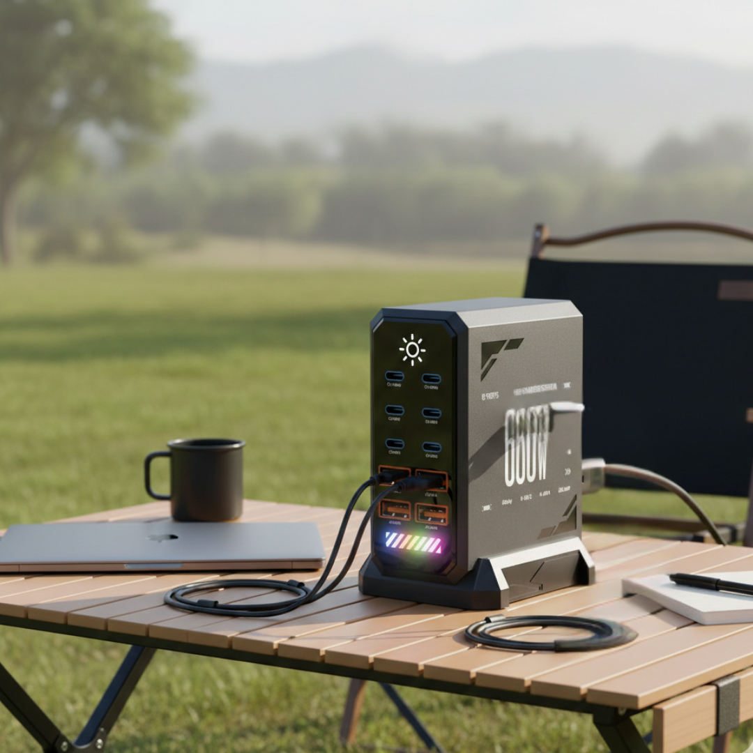 Stacja ładowania USB-C — hub GaN 660W, 6 portów Type-C i 4 porty USB-A