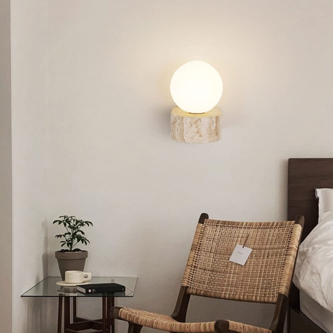 NexaLume Warm Travertine Glass Wall Light For Ambient Glow