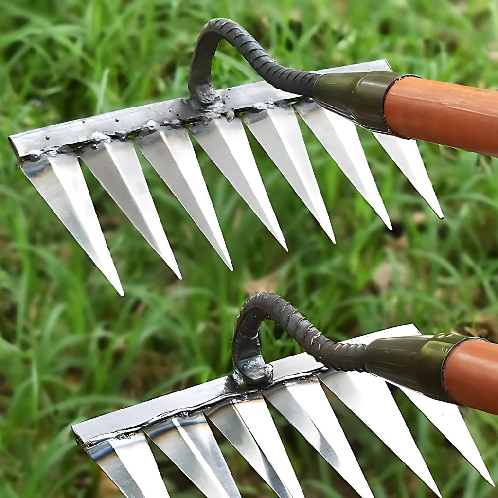 ThriveGard Manual Weeding Rake — Steel Teeth Blade, Ergonomic Grip
