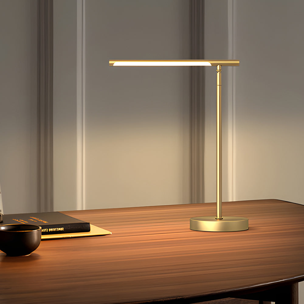 Lampada da scrivania lineare in ottone e rame con LED - Direzione della luce regolabile