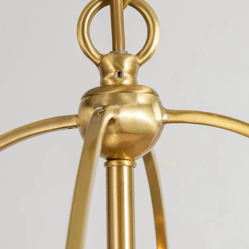 Elara Pendant Light In Beige Fabric With Brass Frame