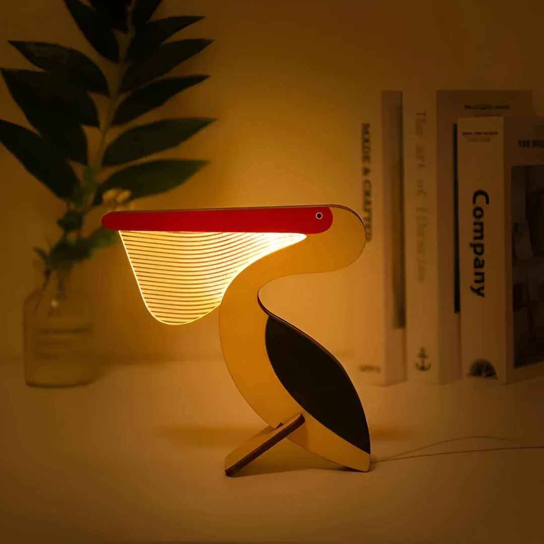 Noční LED světlo AuroraWood ze dřeva a akrylu pro teplé osvětlení ložnice