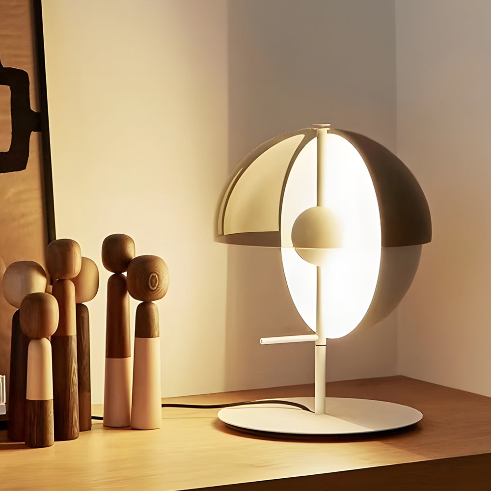 Theia Table Lamp — Vertical Half-Sphere, Horizontal Smoked Screen
