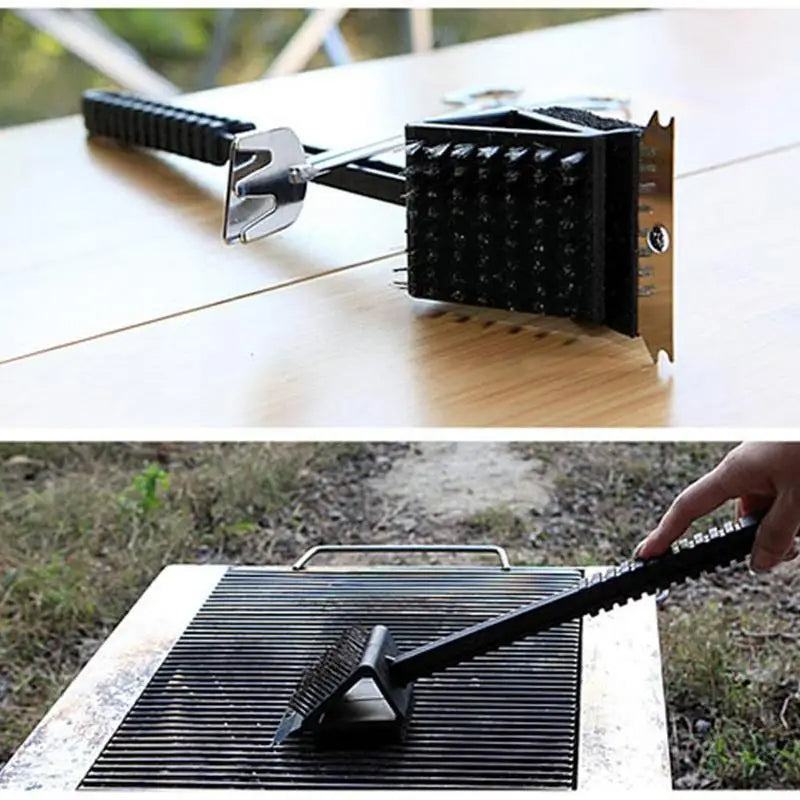 3 in 1 Barbecue Grill Brush with Scraper and Sponge | Filindra