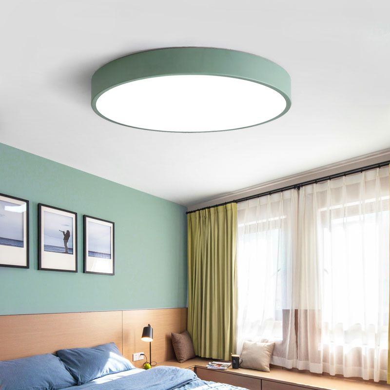 Morandi moderne runde LED-Deckenleuchte, rosa-graues Metall