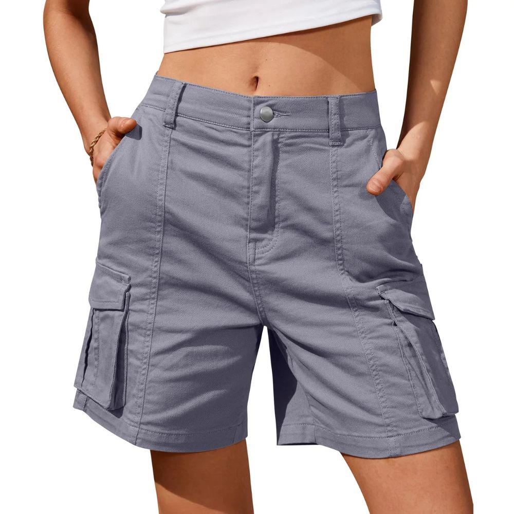 Womens Low Waist Long Work Cargo Shorts | Filindra