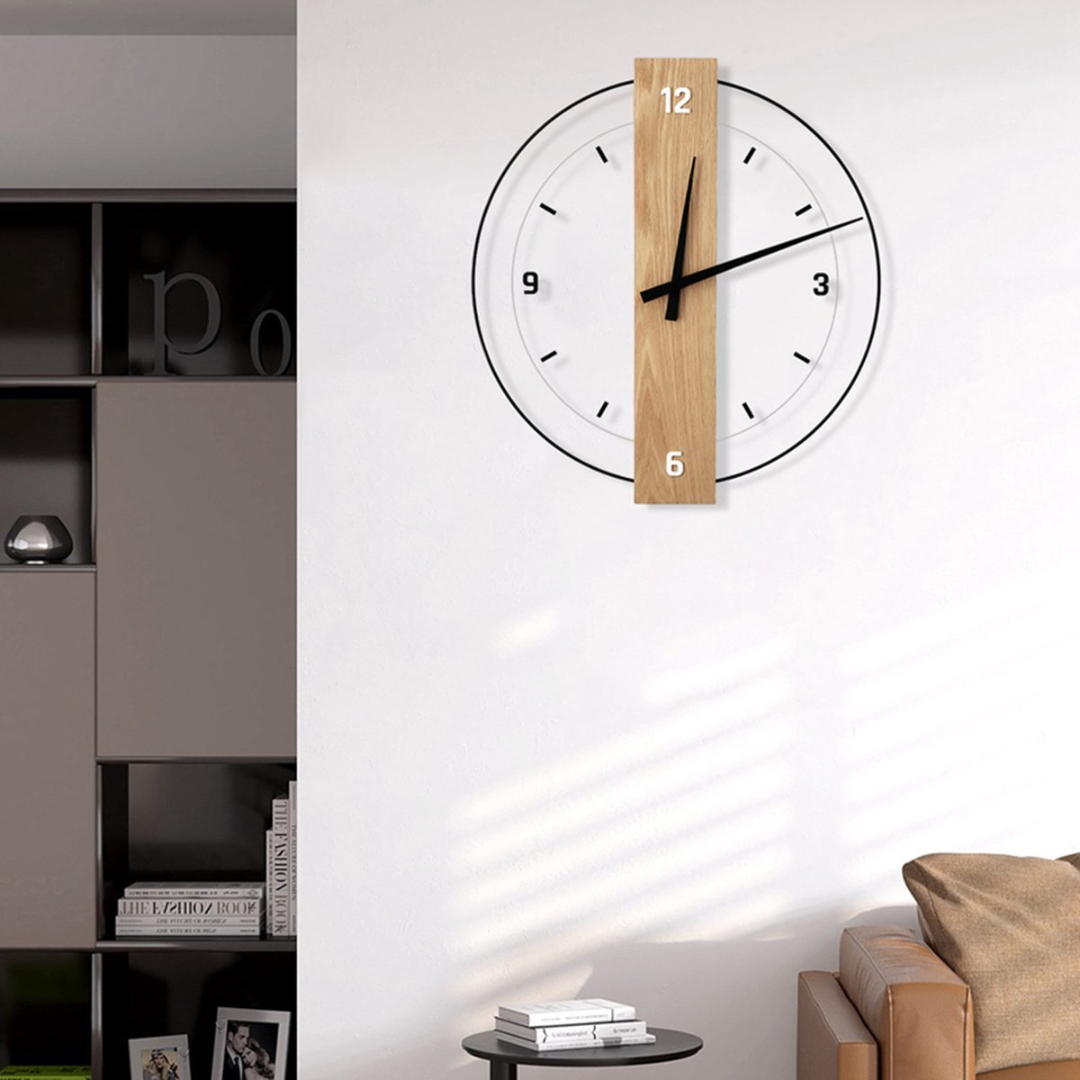Averin Quiet Wall Clock Crafted From Wood For Living Room Decor