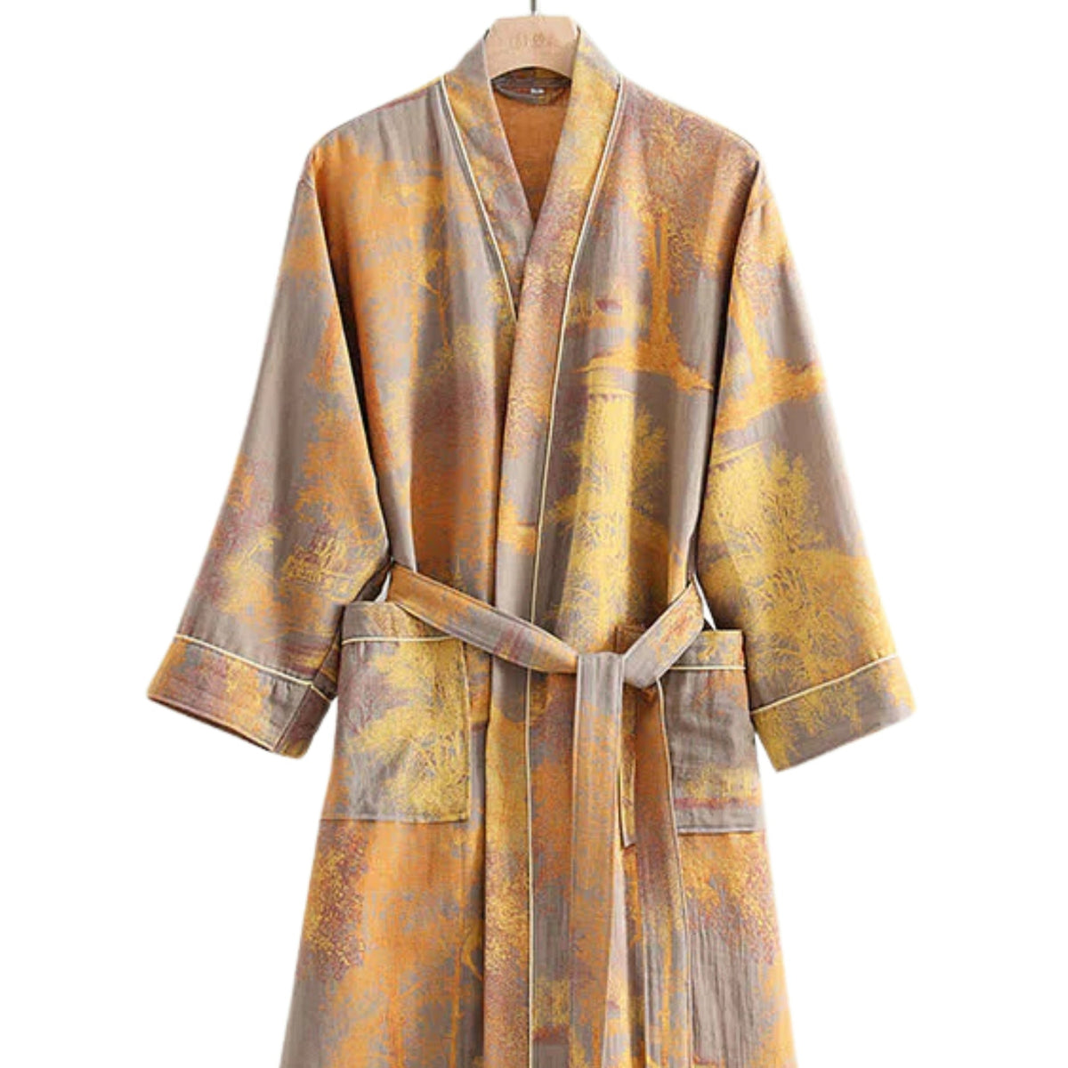 Zachte katoenen kimono-badjas - Lichtgewicht wikkelmodel