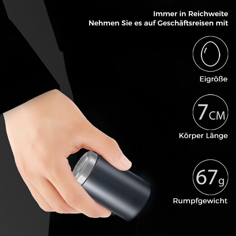 Logan elektrisk minirakapparat — USB-laddningsbar, redo för resan