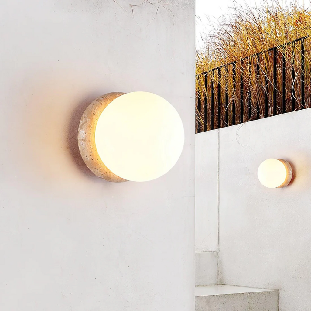 Travertine TerraLux Exterior Wall Light On Facades And Walkways