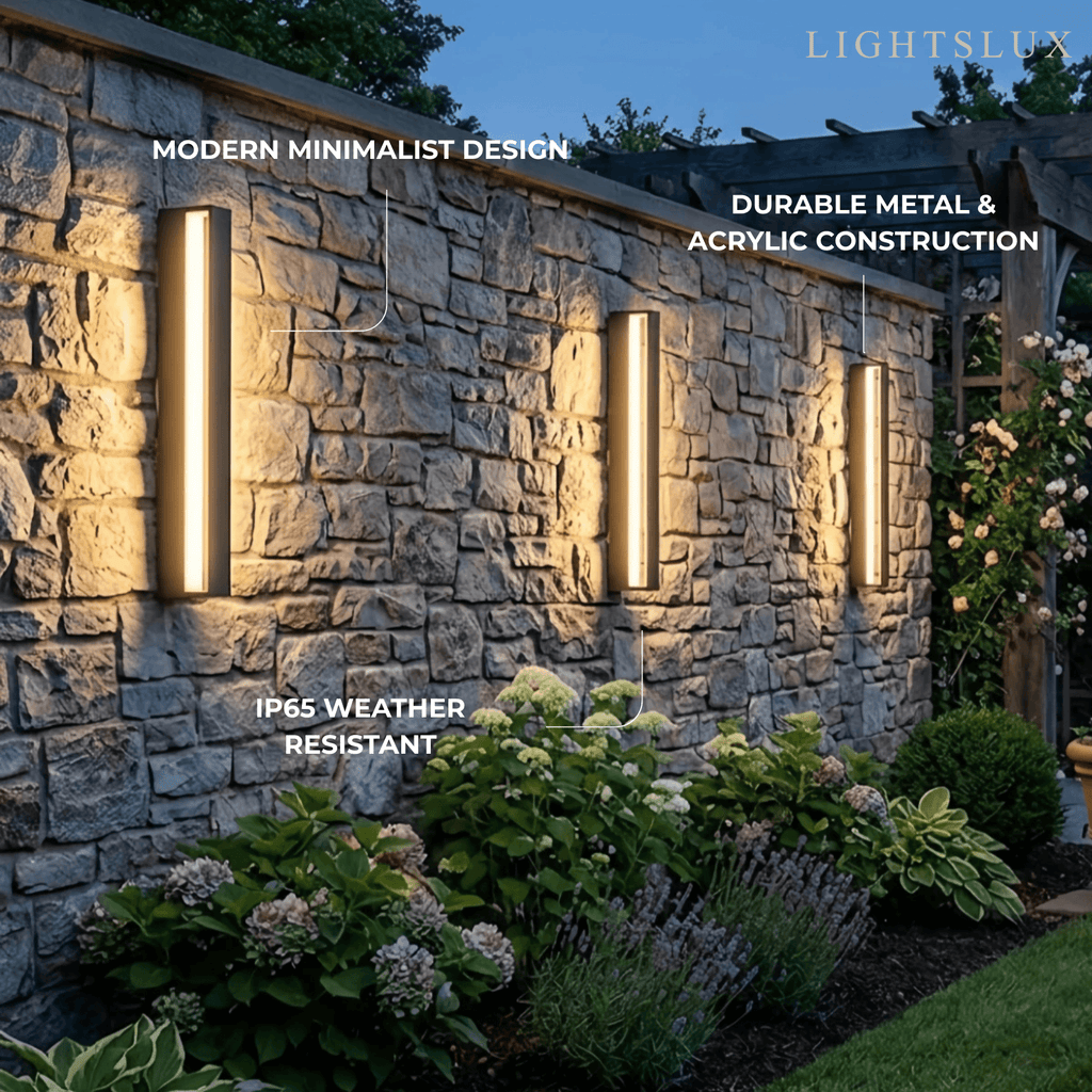 Modern Rectangular Outdoor Wall Lamp – Metal Sensor Light Garden/Patio - Flindria