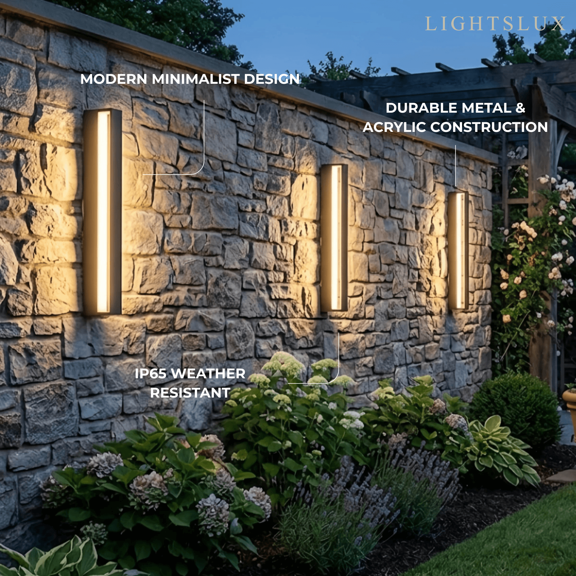 Modern Rectangular Outdoor Wall Lamp – Metal Sensor Light Garden/Patio - Flindria