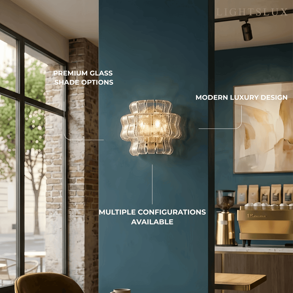 Art Deco Luxury Wall Light– Metal & Glass Antique Brass for Living Room - Flindria