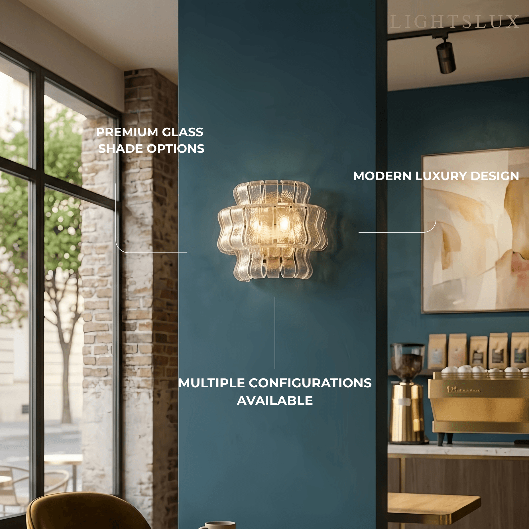 Art Deco Luxury Wall Light– Metal & Glass Antique Brass for Living Room - Flindria