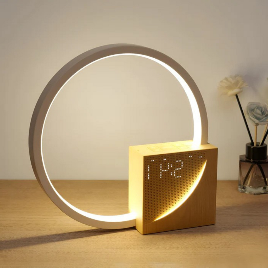 LED noční světlo AureaLume s USB nabíječkou a budíkem