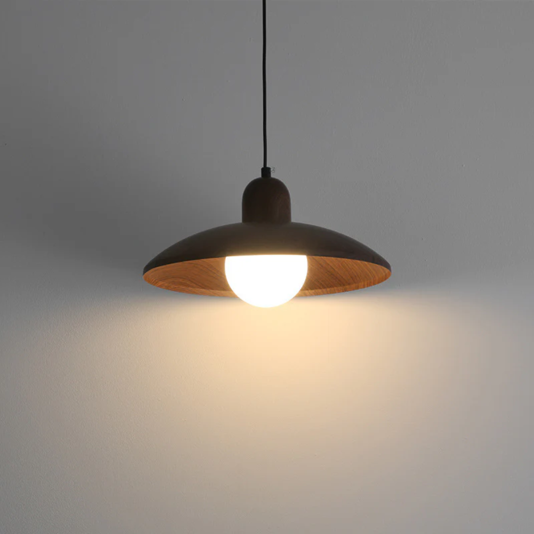 Kazumi Pendant Light In Walnut Wood Tone With Japanese Wabi Sabi Charm