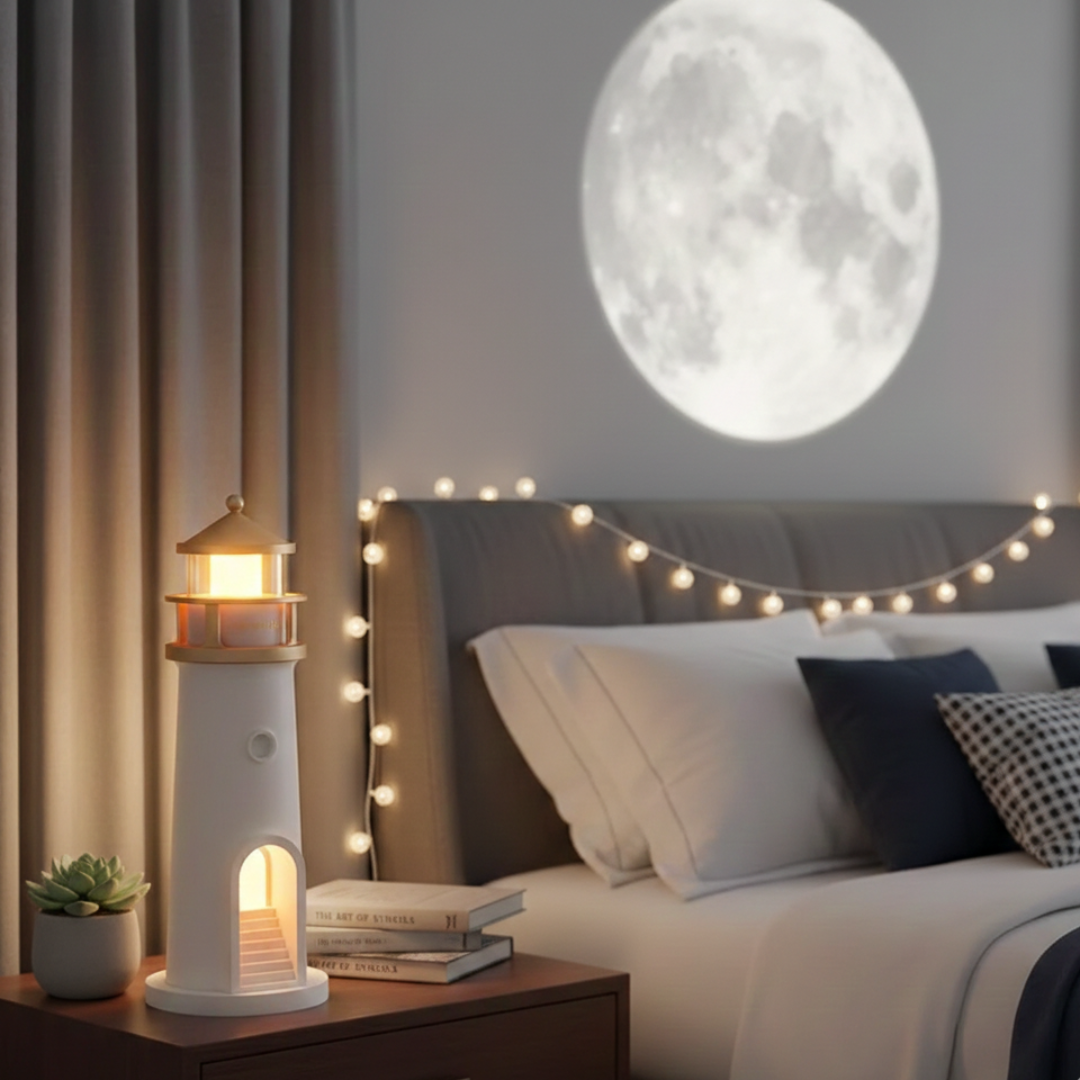 Přenosné projekční noční světlo a reproduktor — integrovaná audio lampa